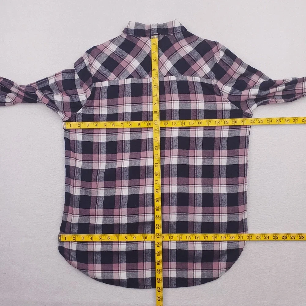 Orvis Shirt Womens Large Blue Pink Flannel Plaid Tartan Lightweight Camp Cabin